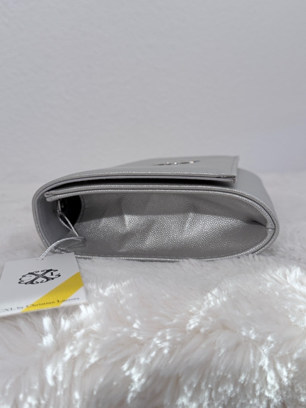CXL by Christian Lacroix Silver Metallic Envelope Clutch w/ Detachable Chain NWT - Picture 6 of 12